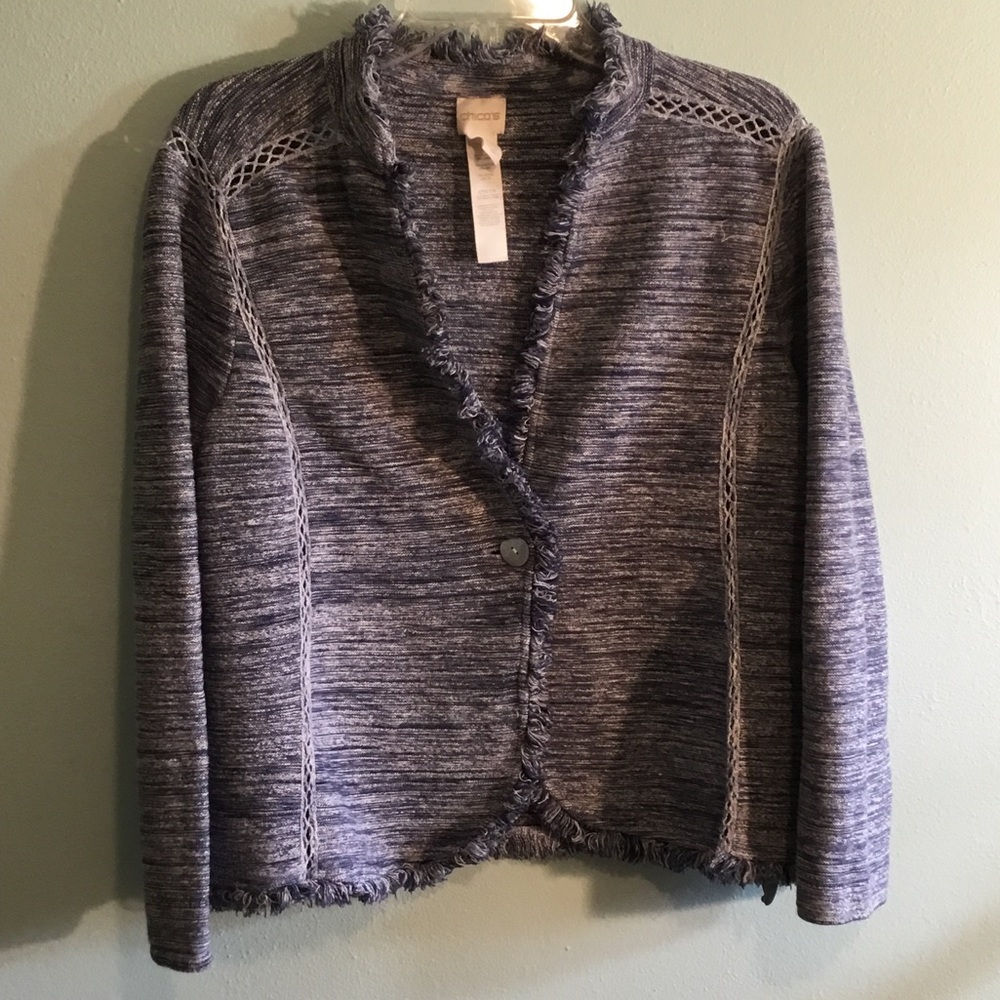 Chico's Blue Textured Cardigan